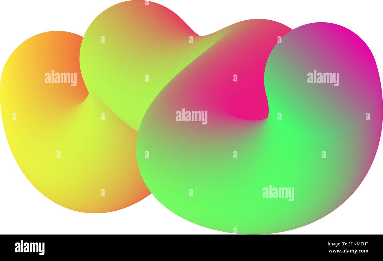 Vibrant 3D rendered organic form with a smooth multicolor gradient transition on a white background Stock Vector