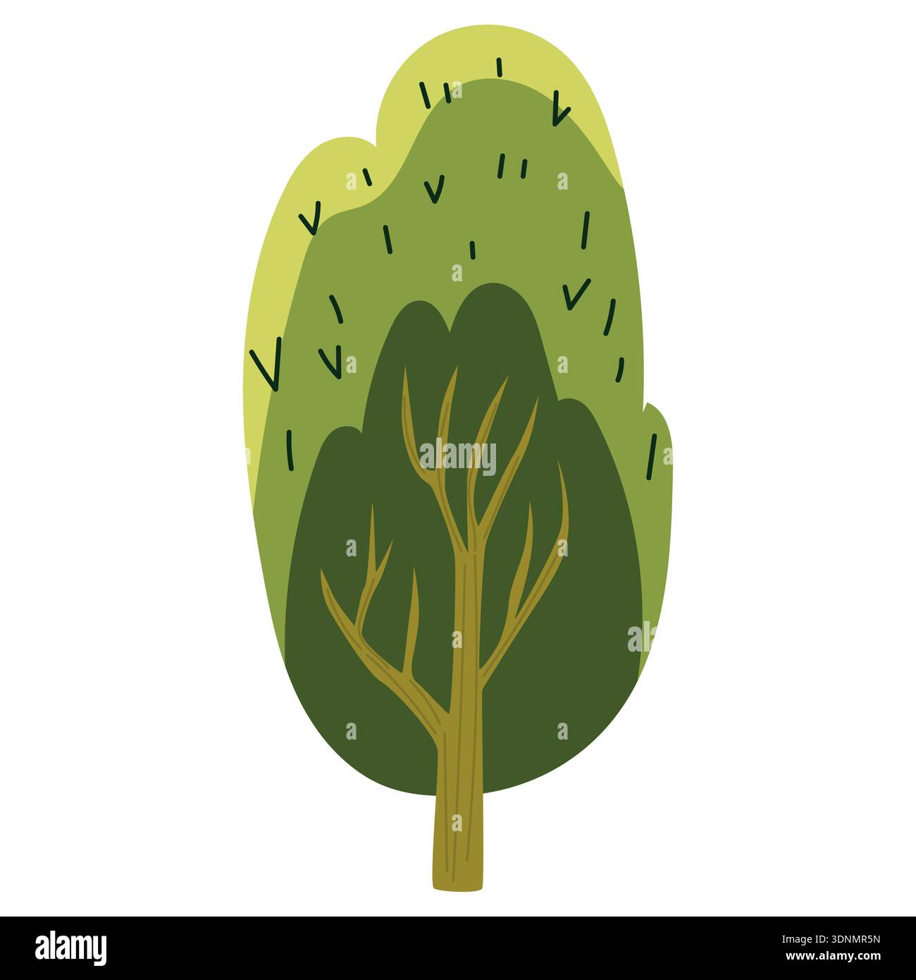 vector stylized acacia tree with tall trunk and rounded layered crown Stock Vector