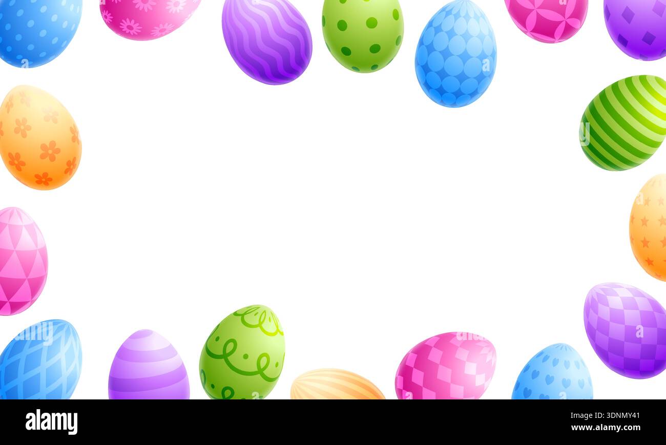 Easter background, Easter egg frame, eggs border, copy space Stock Vector