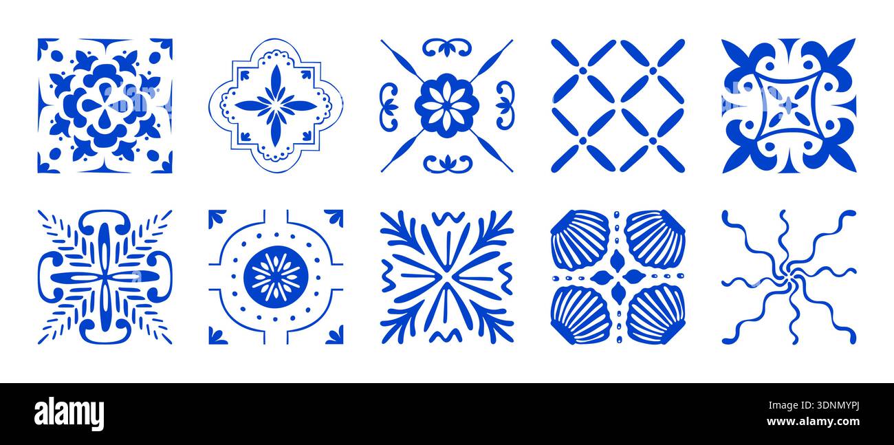 Mediterranean ceramic tile pattern with blue amalfi lemons and majolica ornaments. Seamless italian mosaic design with white floral azulejo elements, summer fruit and traditional sicilian aesthetic. Stock Vector