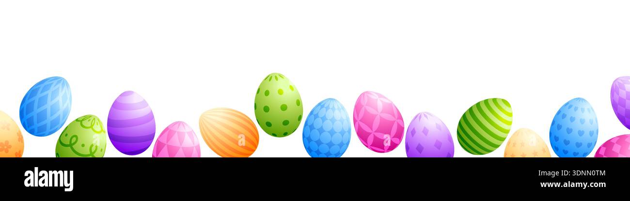 Easter egg banner, Easter background, painted egg border Stock Vector