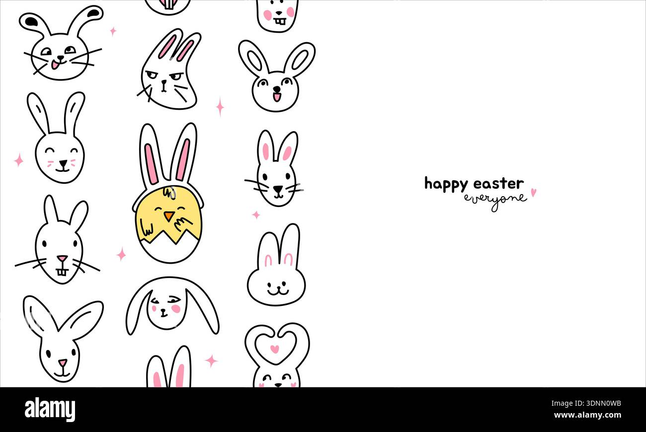 Easter card with bunny, happy Easter poster background Stock Vector