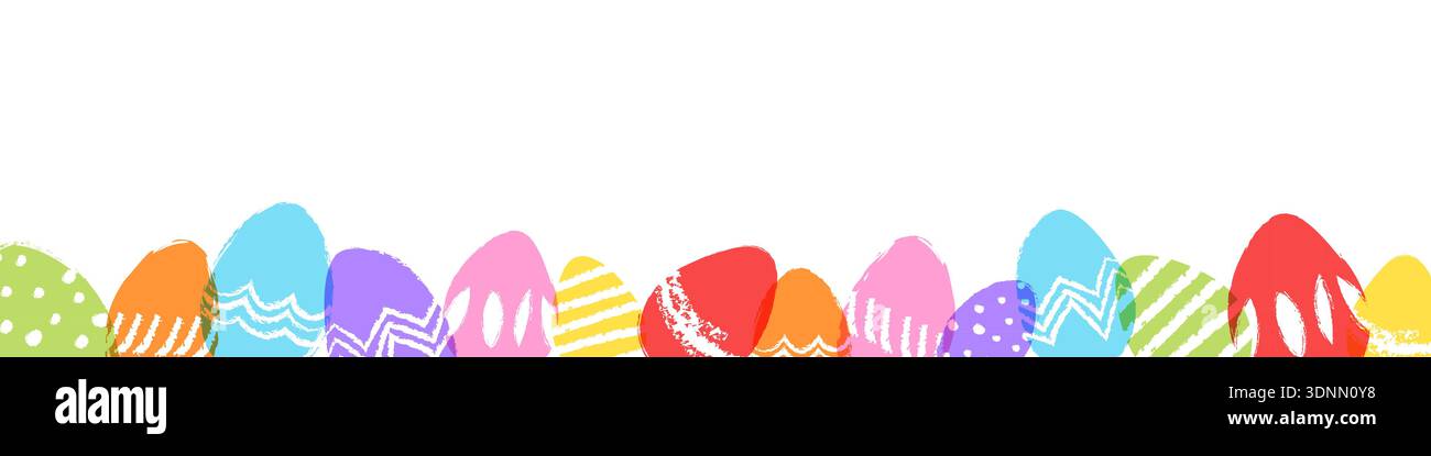 Easter egg banner, Easter border with painted egg background Stock Vector