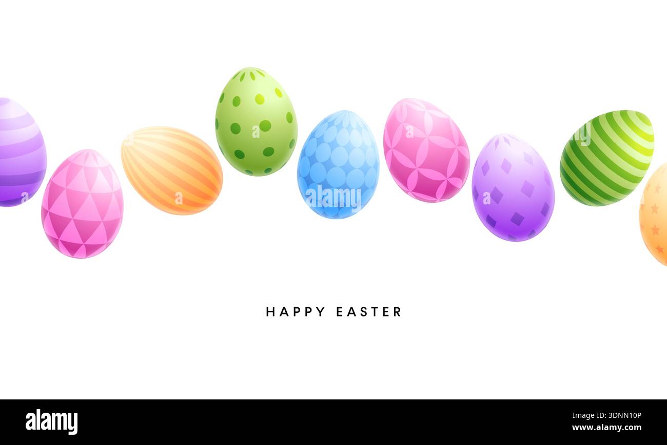 Easter poster, Easter egg card, colored eggs background Stock Vector