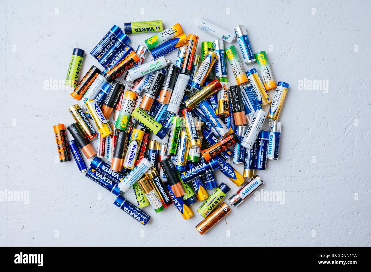 Chisinau, Moldova, 11 February 2026. Heartshaped Battery Display Emphasizes Importance Of Recycling And Caring For Earth Stock Photo