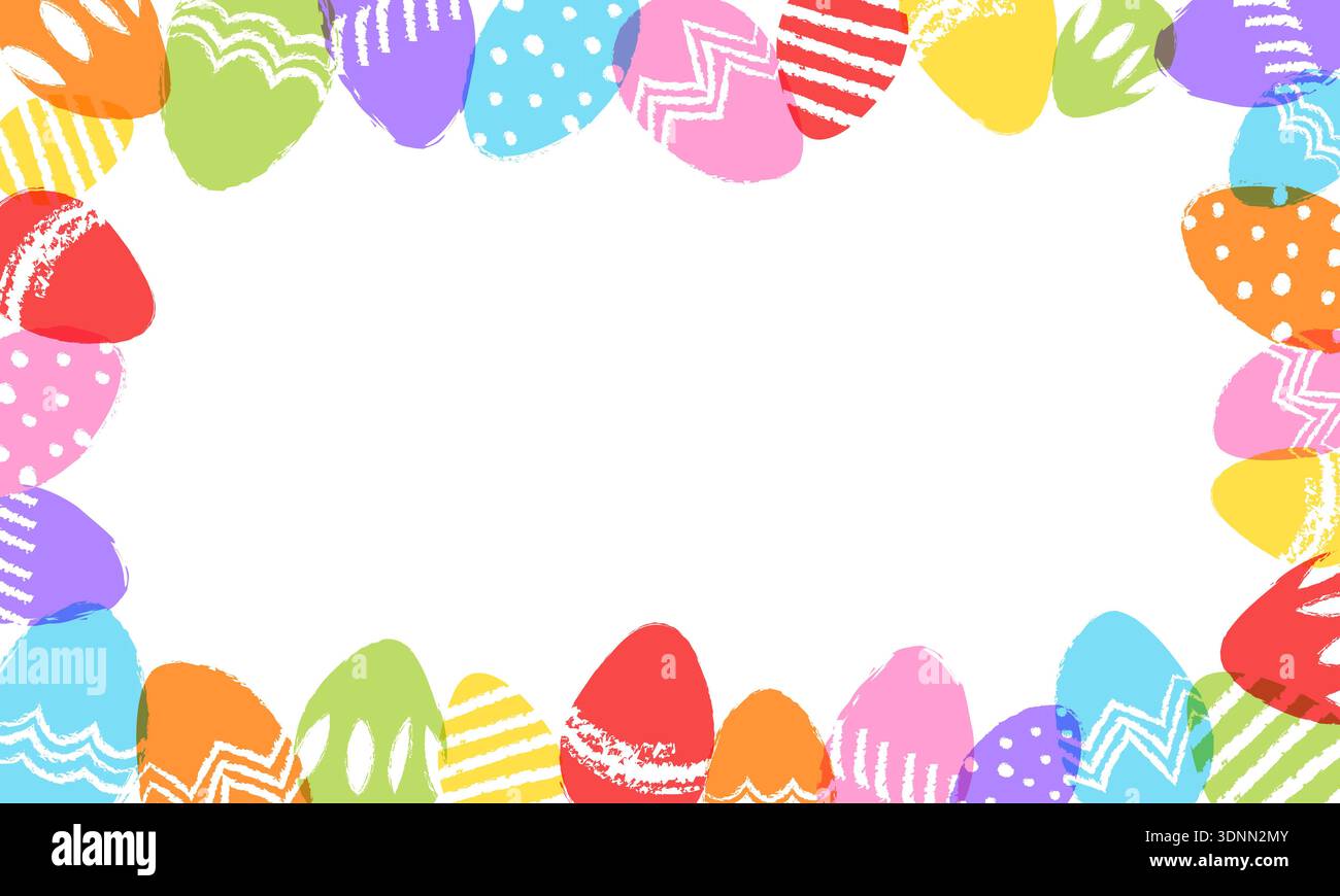 Easter frame, Easter egg background, painted eggs border Stock Vector