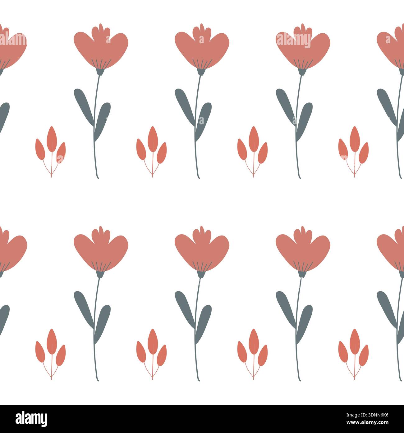 seamless pattern with flowers and leaves Stock Vector