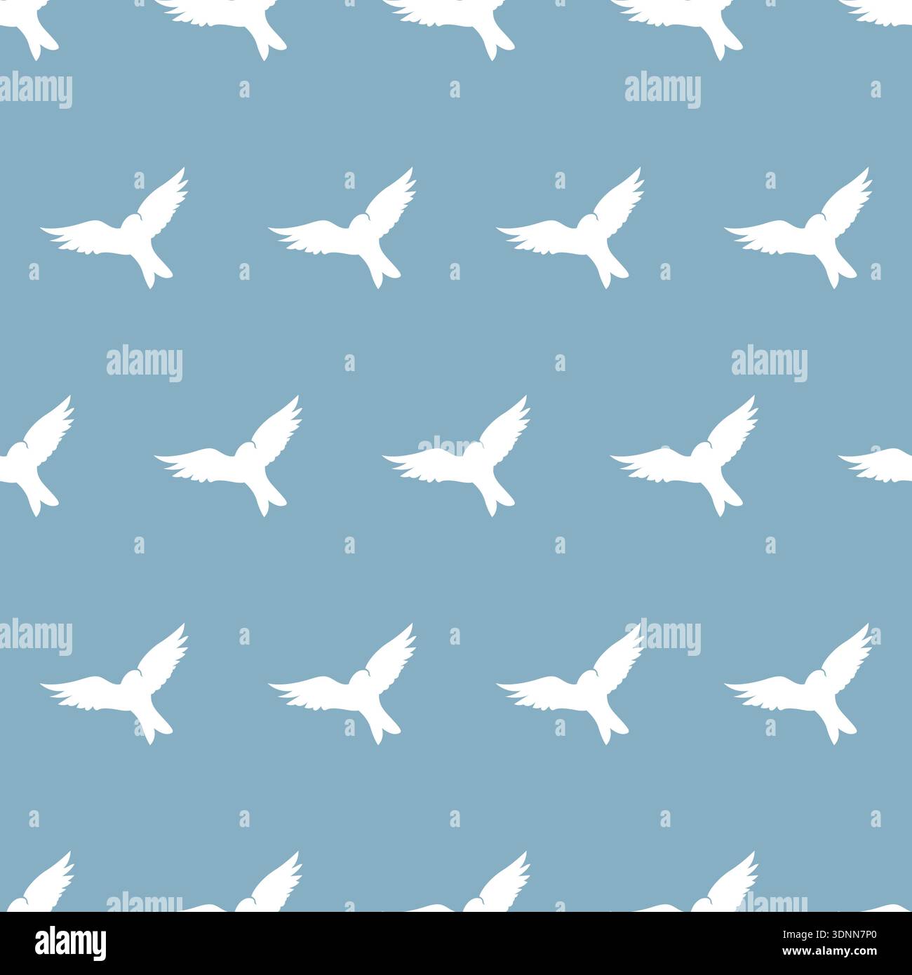 bird animal hand drawn seamless pattern on blue background Stock Vector