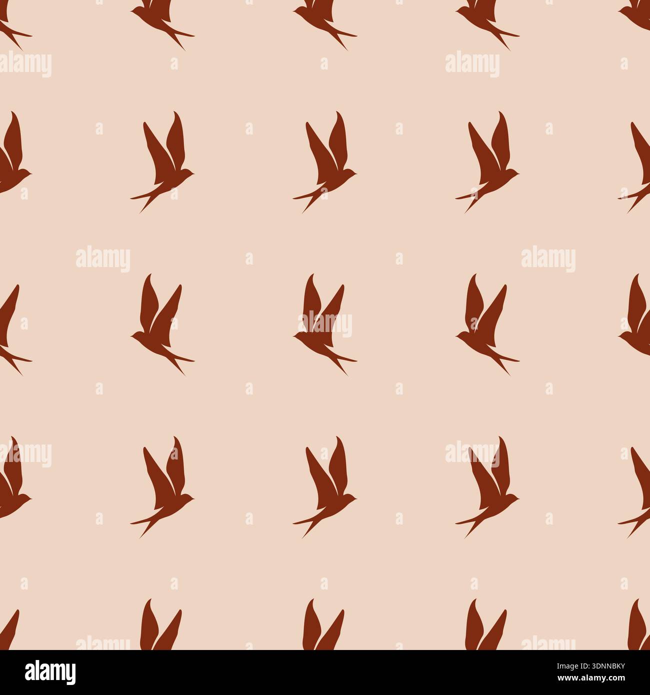 Seamless pattern with brown silhouette bird design Stock Vector