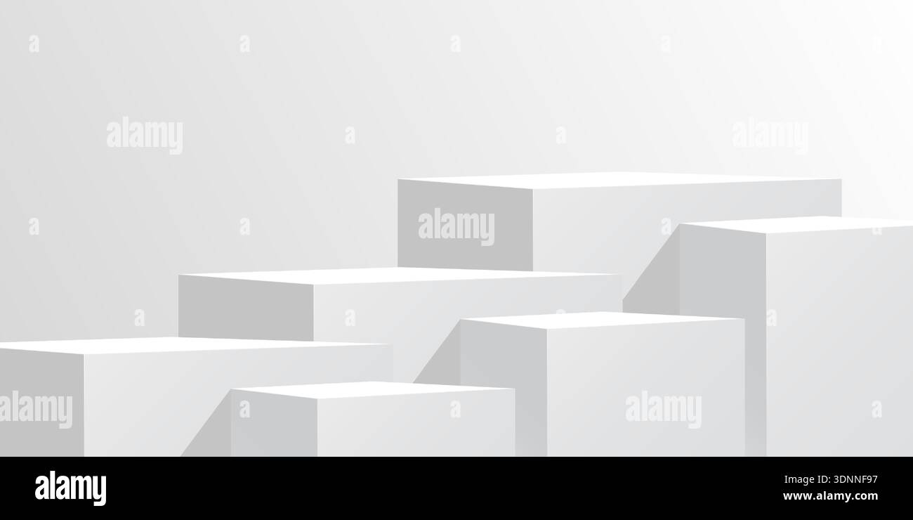 Geometric white blocks. Minimalist white cubes podium. Product display ...