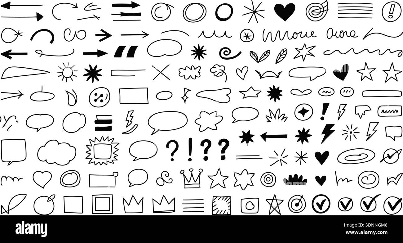 Hand Drawn Doodle Icons and Symbols Collection Stock Vector Image & Art ...