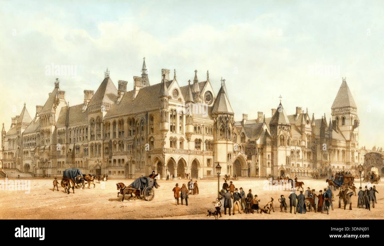 The Royal Courts of Justice building on the Strand in central London ...