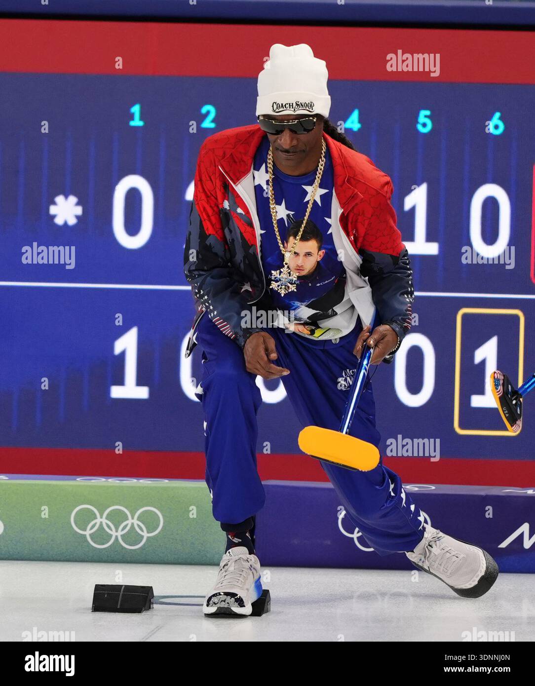 American rapper Snoop Dogg at the Cortina Curling Olympic Stadium ...