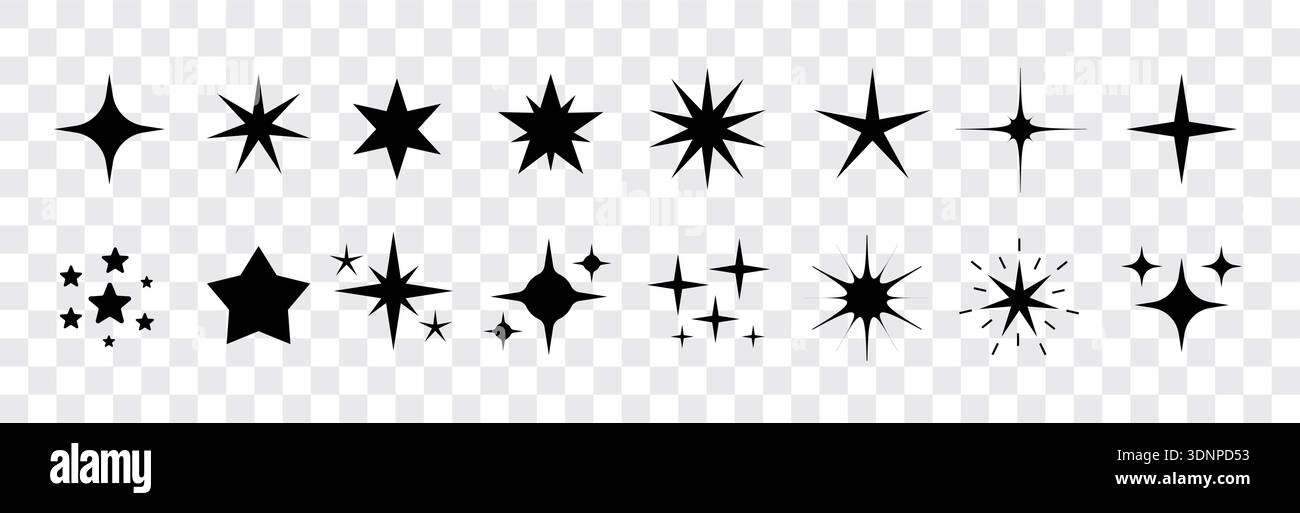 Star vector icon shape element. Spark star icon pattern design symbol, retro abstract glitter burst shine light Stock Vector