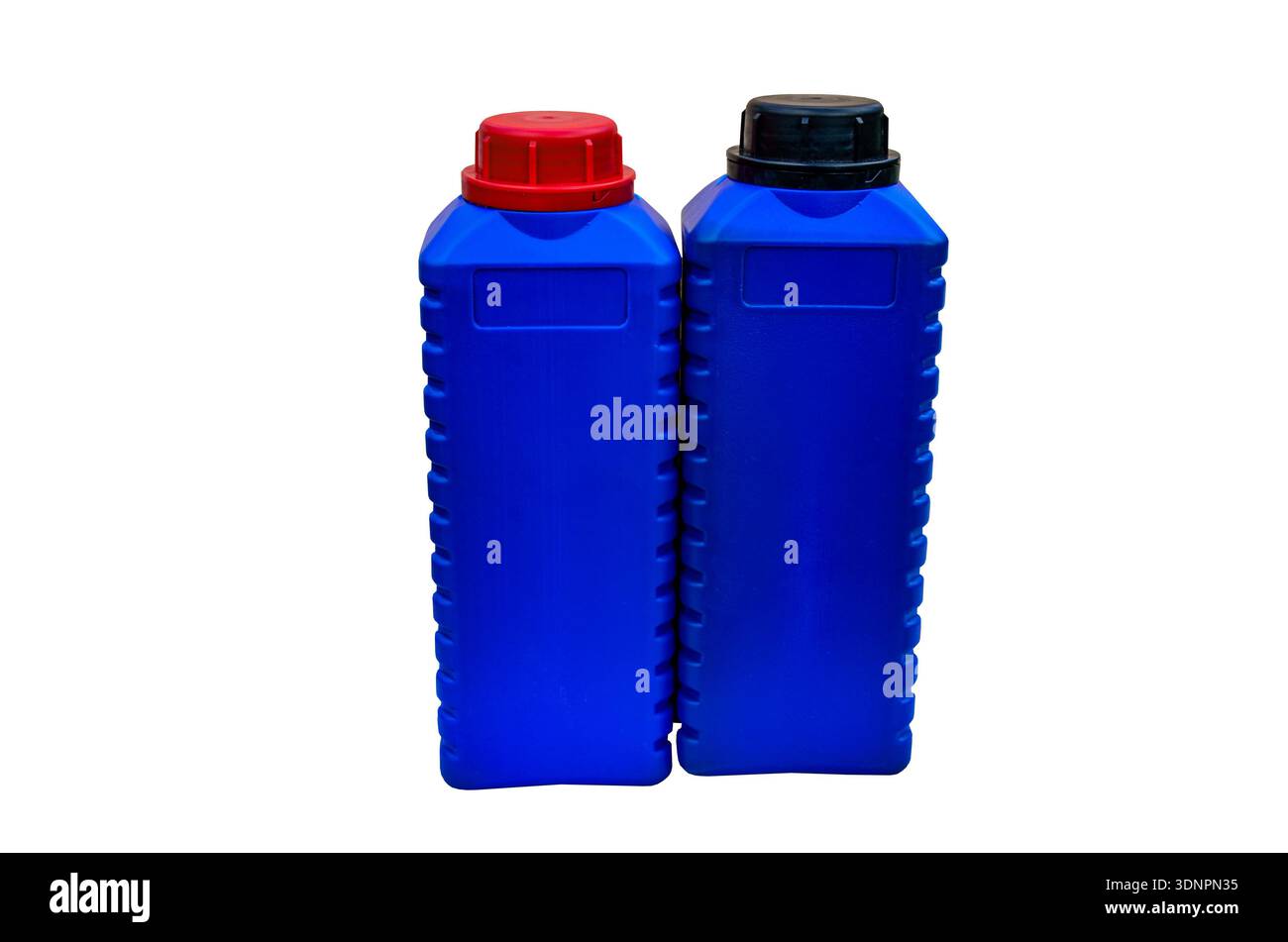 Blue plastic cans, containers, canisters for storing liquids.Isolate on ...