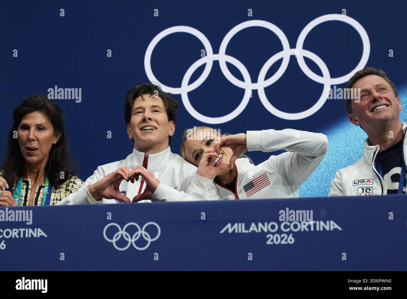 Emilea Zingas and Vadym Kolesnik of the United States react after ...