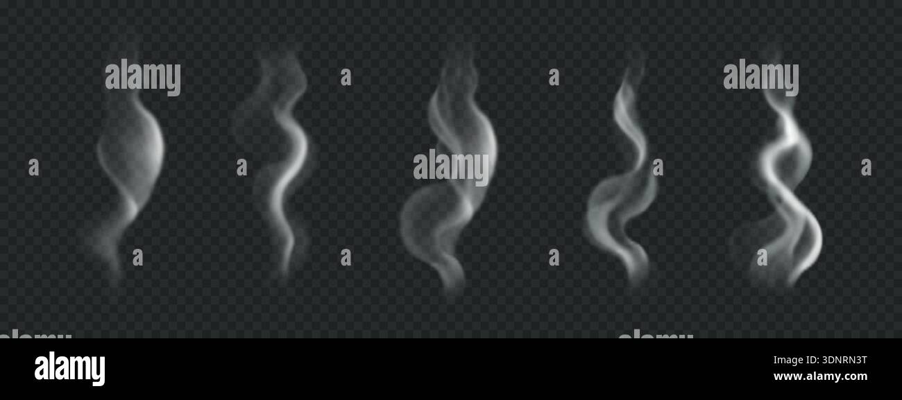 Wisp Smoke Rising Steam wisps from hot coffee, tea, food. Realistic rising smoke isolated ...