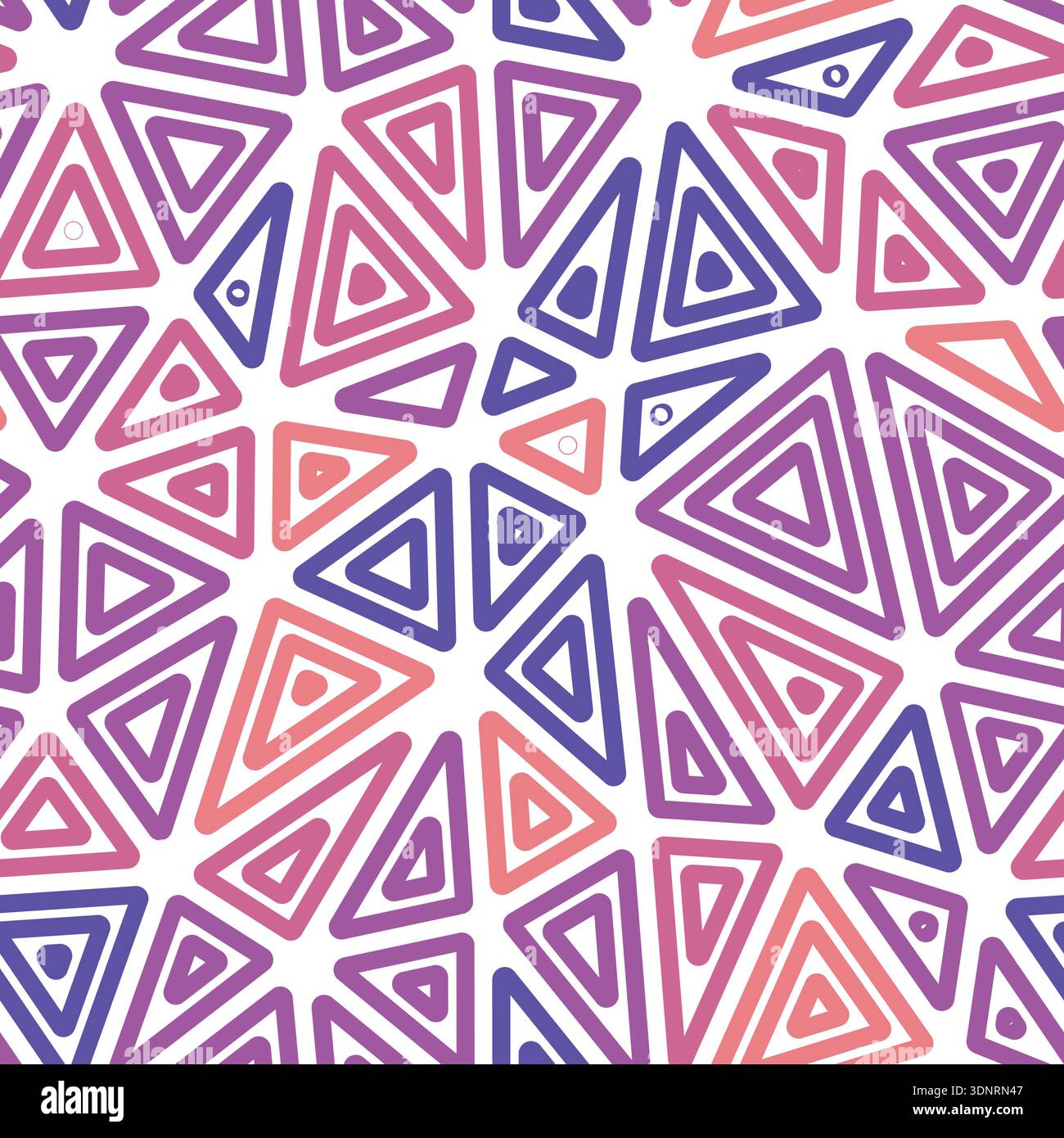 Minimalistic triangles background. Multiple repeated inner triangles. Large shape size. Multiple colors style. Seamless pattern. Modern vector tiles. Stock Vector