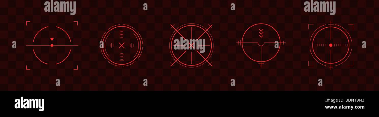 Crosshair Hud red. Immersive game interface. Various weapon thermal ...
