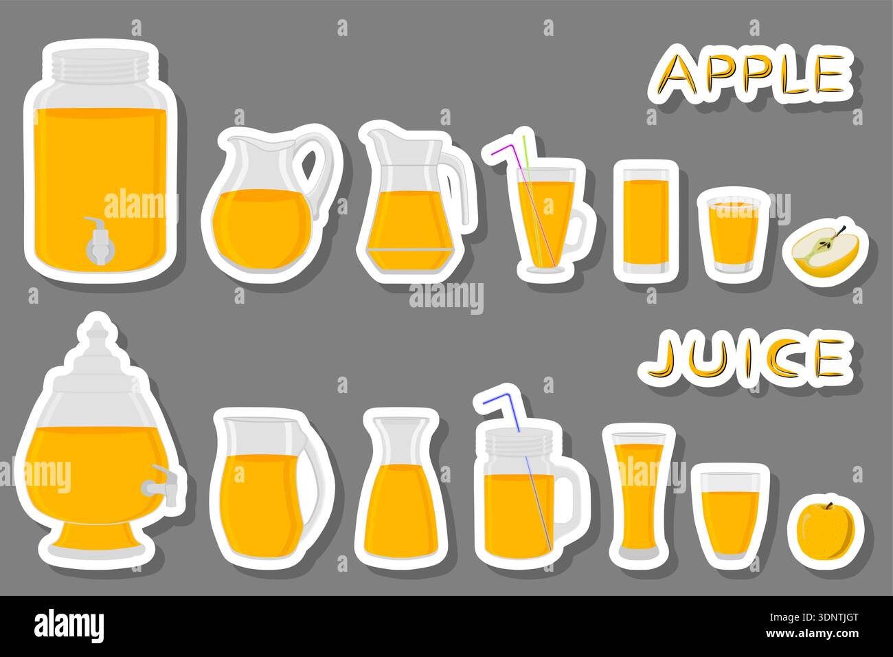 Illustration on theme big kit different types glassware, apple jugs ...