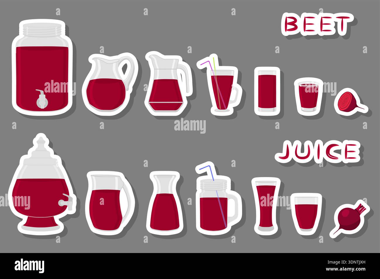 Illustration on theme big kit different types glassware, beet jugs ...
