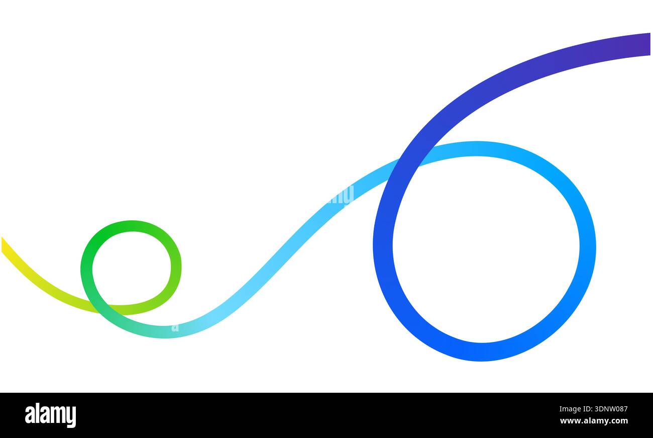 Abstract dynamic colorful wavy curve gradient smooth motion line on white background. Stock Vector