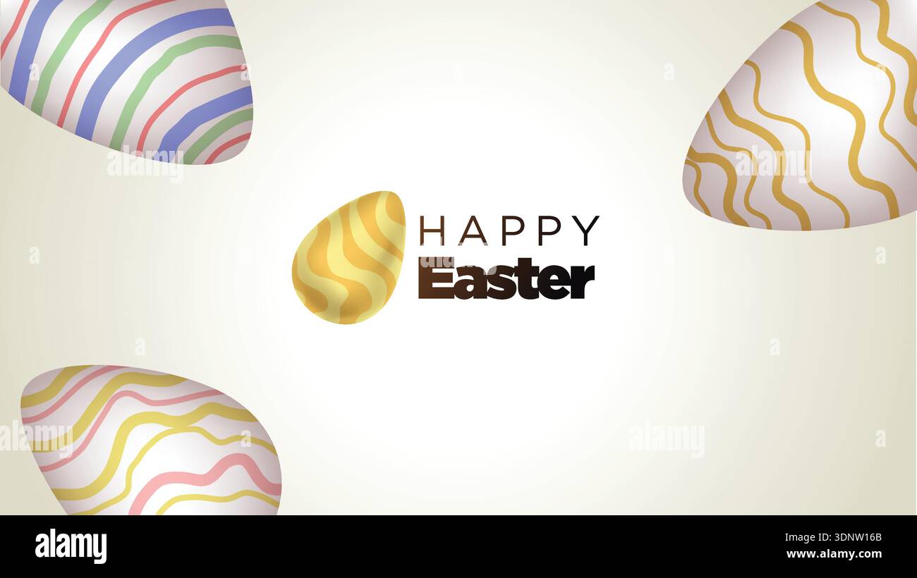 Happy Easter Floating Abstract Egg with Modern Decorative Text – Festive Spring Celebration Background Stock Vector