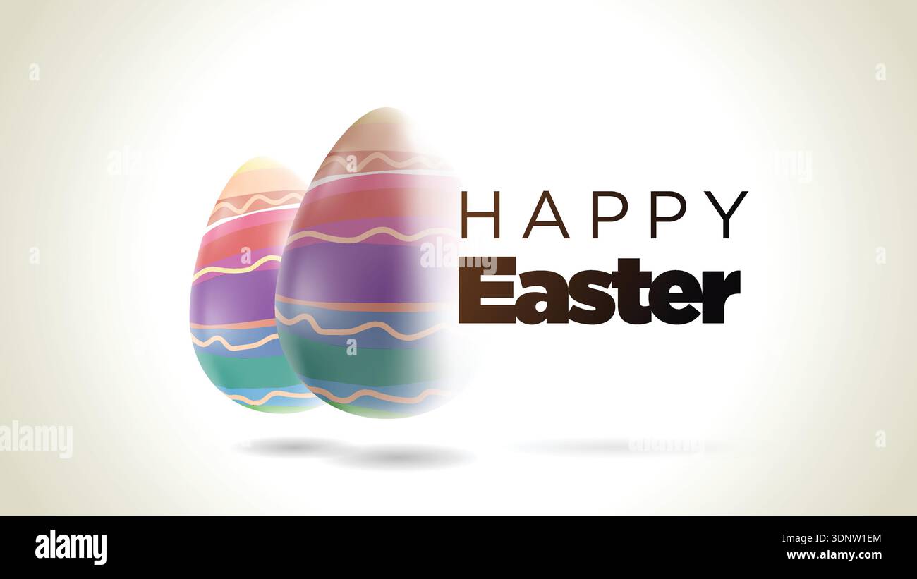 Happy Easter Celebration – Vibrant 3D Gradient Easter Eggs in Modern Clean Style | Colorful Abstract Vector Illustration Stock Vector