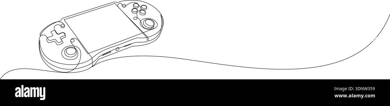 Continuous Line Game Console Banner Editable Stroke Stock Vector
