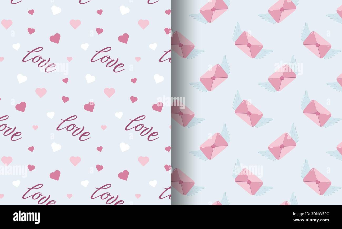 Valentine s Split Pattern Love Envelopes Stock Vector