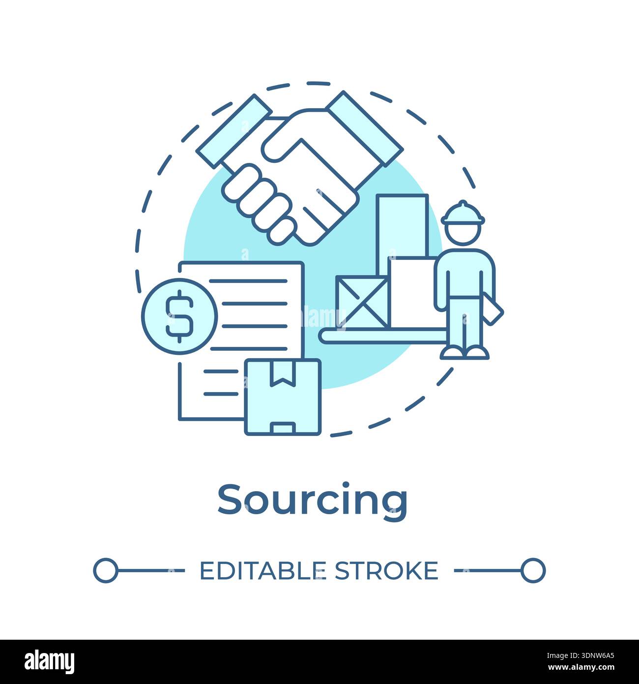 Sourcing soft blue concept icon Stock Vector