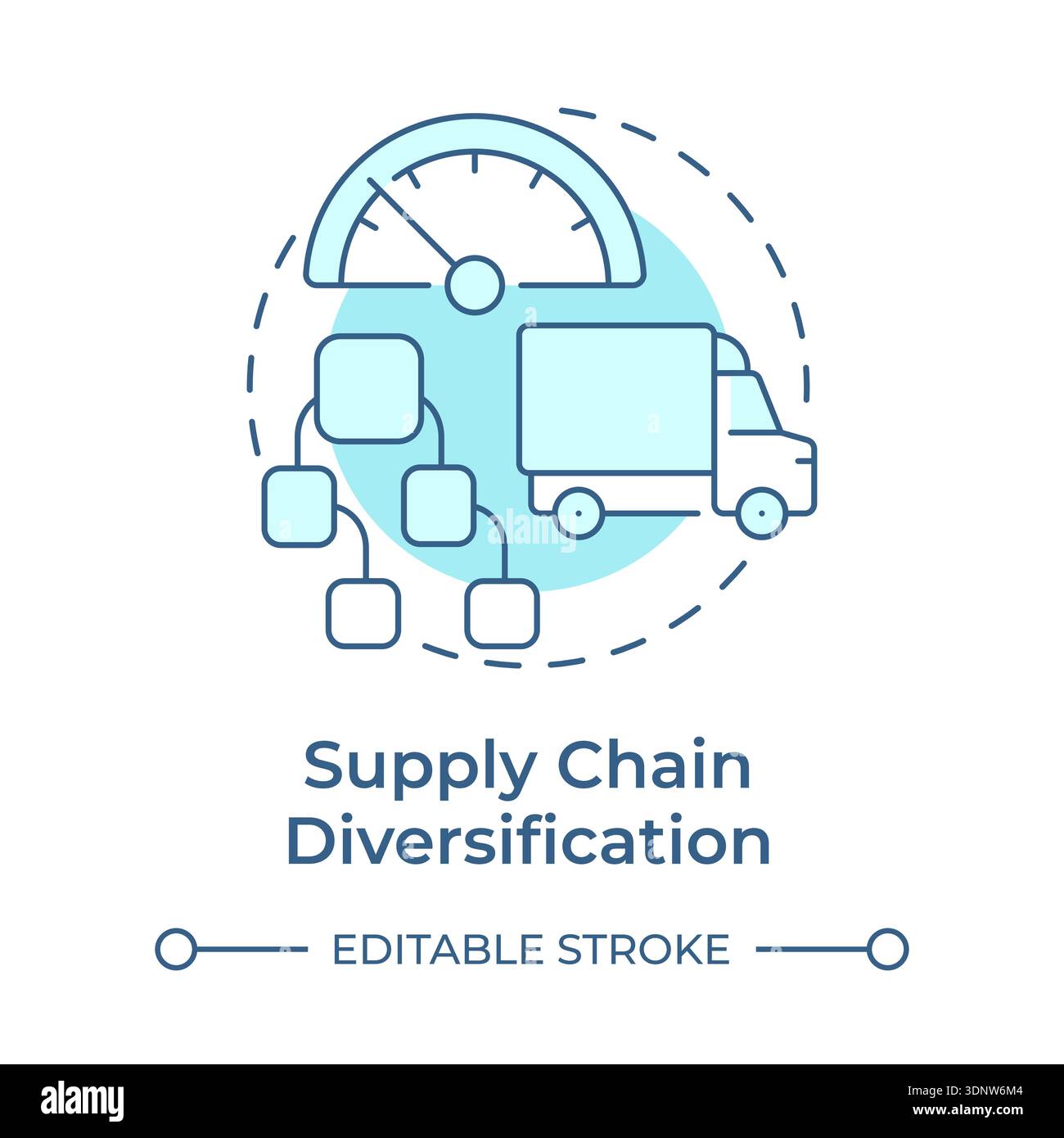Supply chain diversification soft blue concept icon Stock Vector