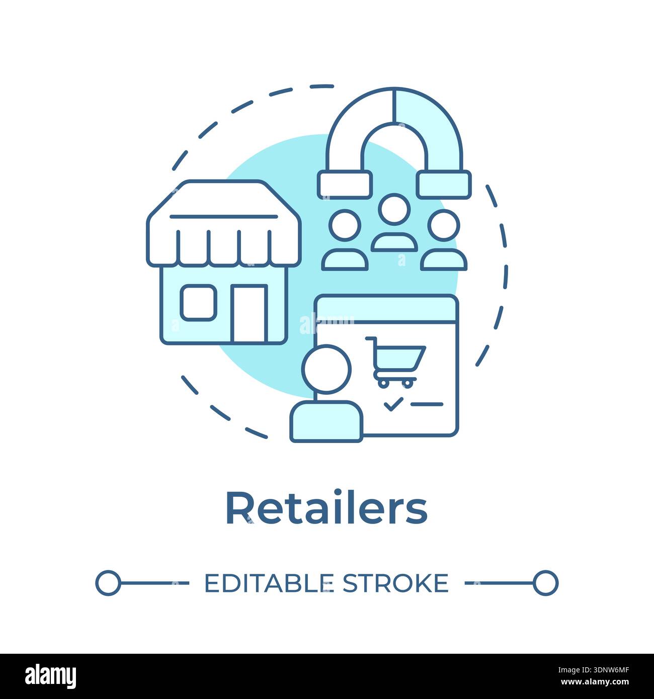 Retailers soft blue concept icon Stock Vector