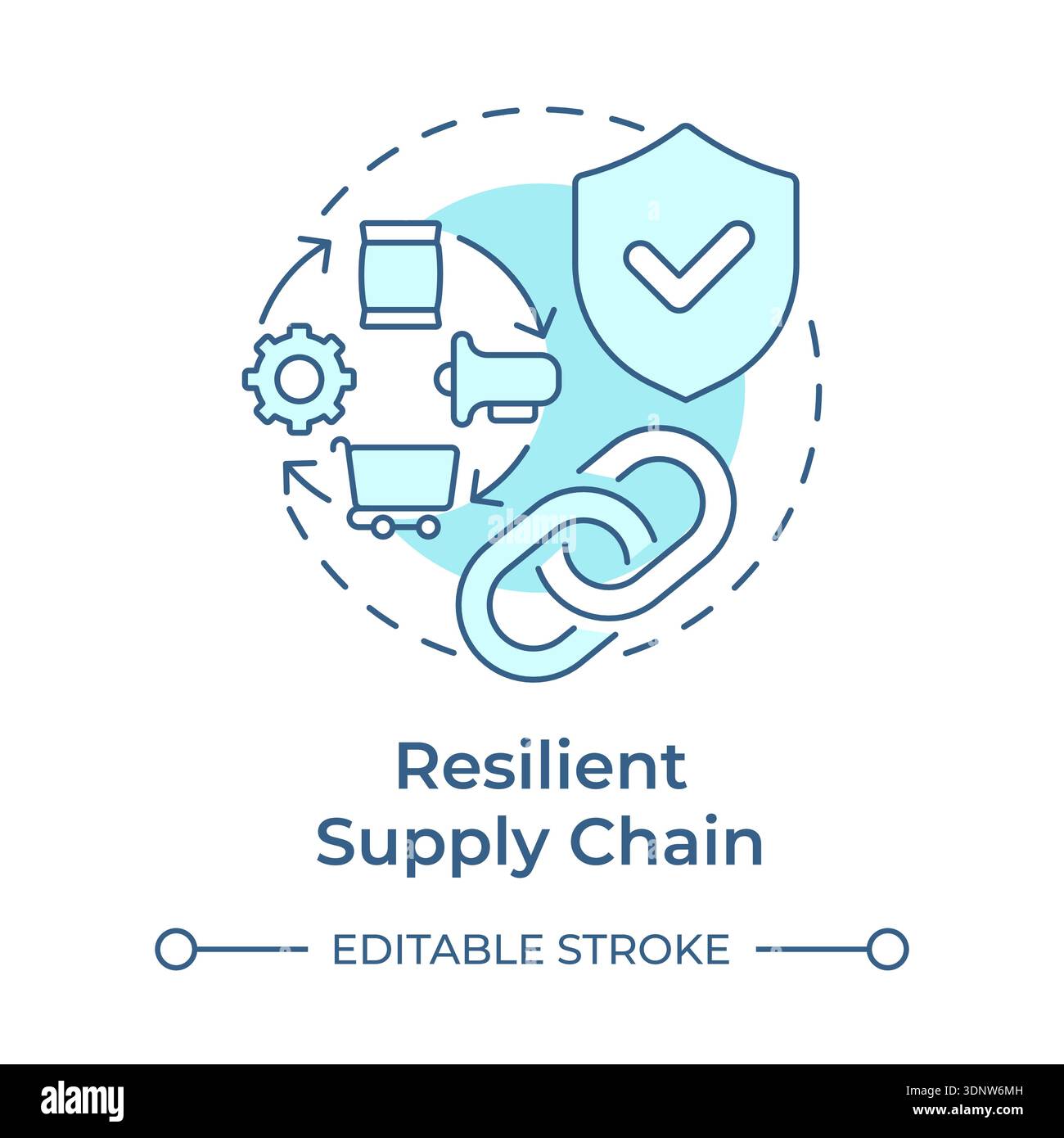 Resilient supply chain soft blue concept icon Stock Vector