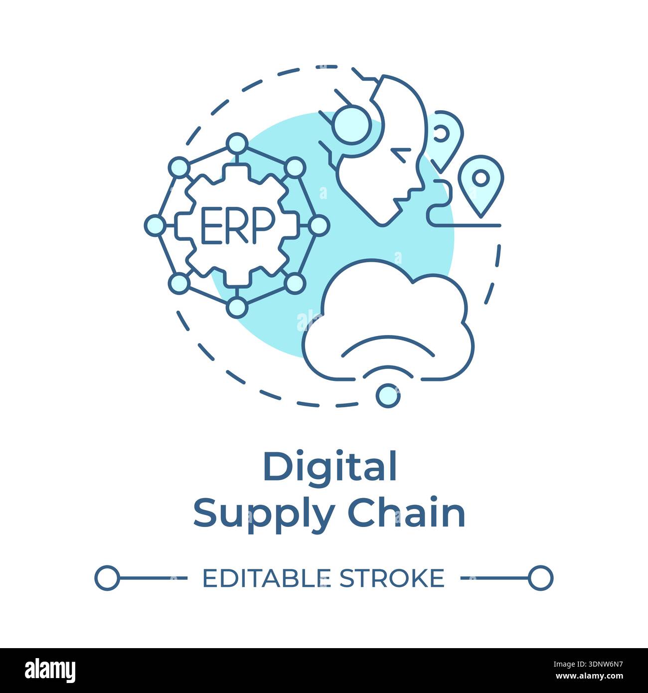 Digital supply chain soft blue concept icon Stock Vector