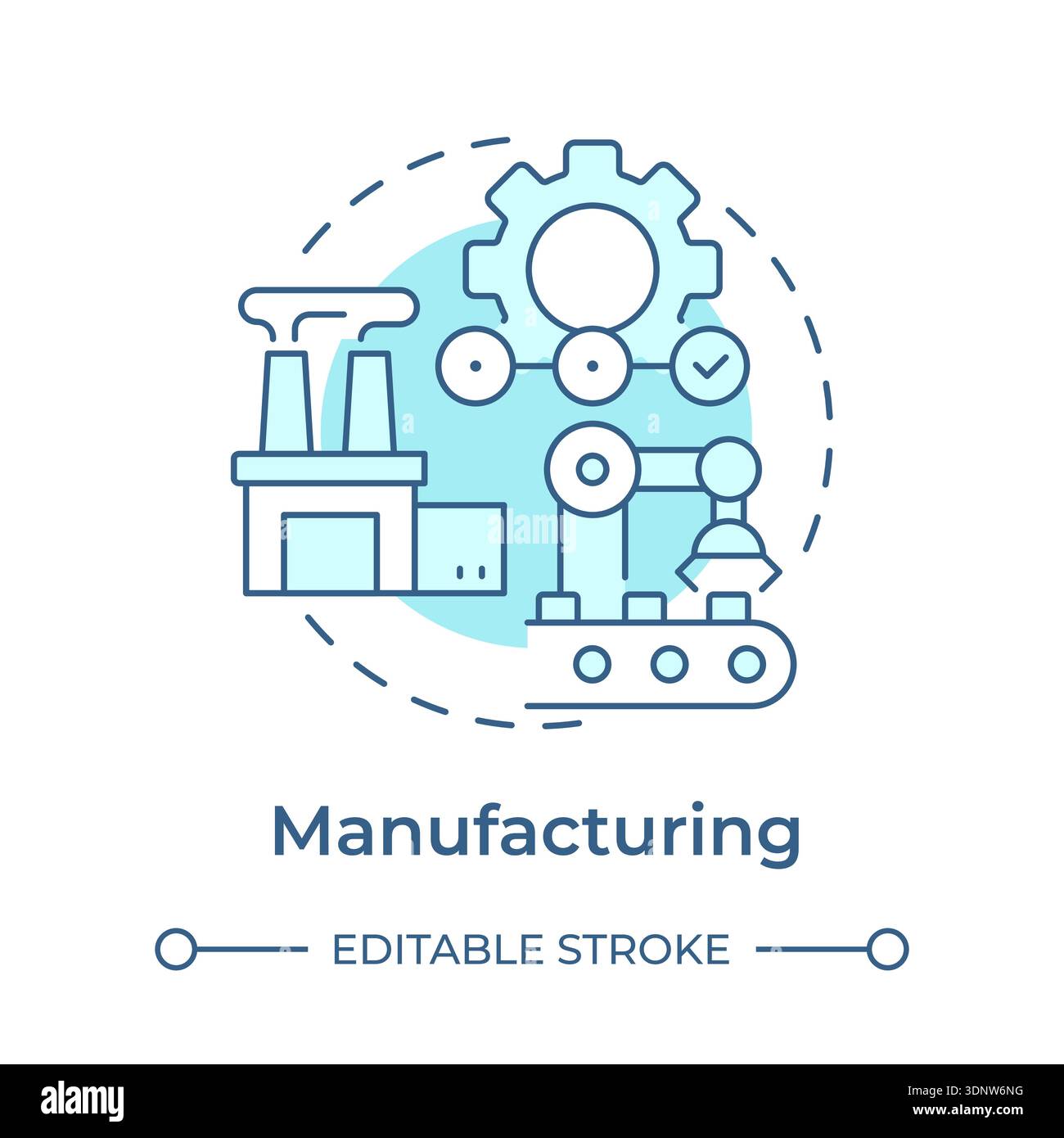 Manufacturing soft blue concept icon Stock Vector
