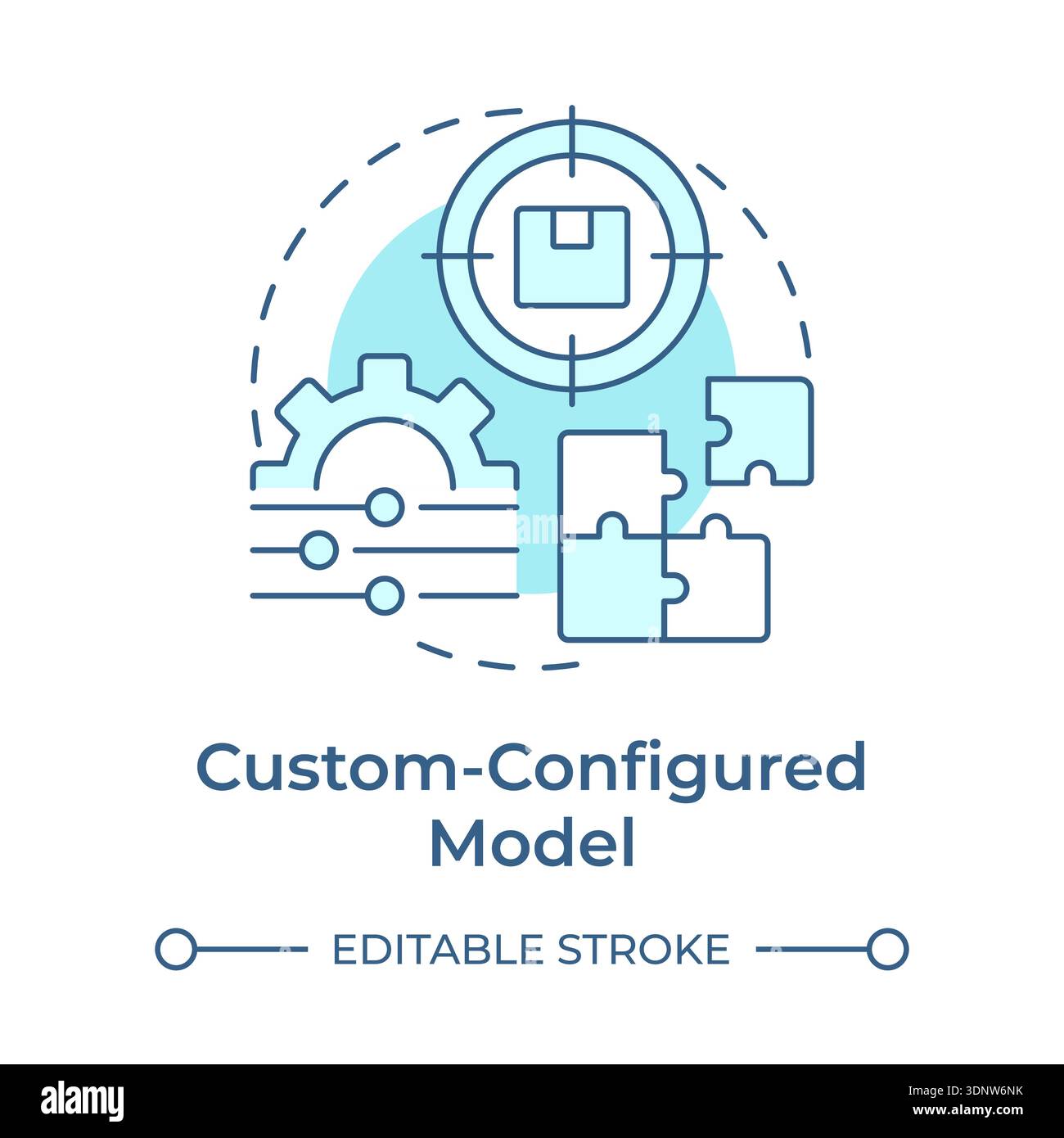 Custom configured model soft blue concept icon Stock Vector