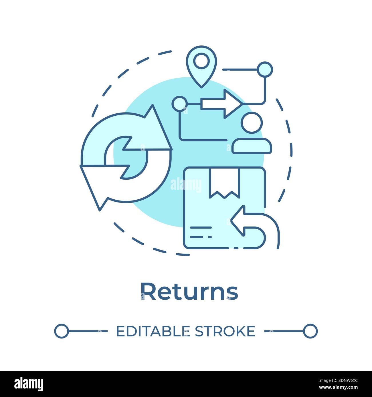 Returns soft blue concept icon Stock Vector