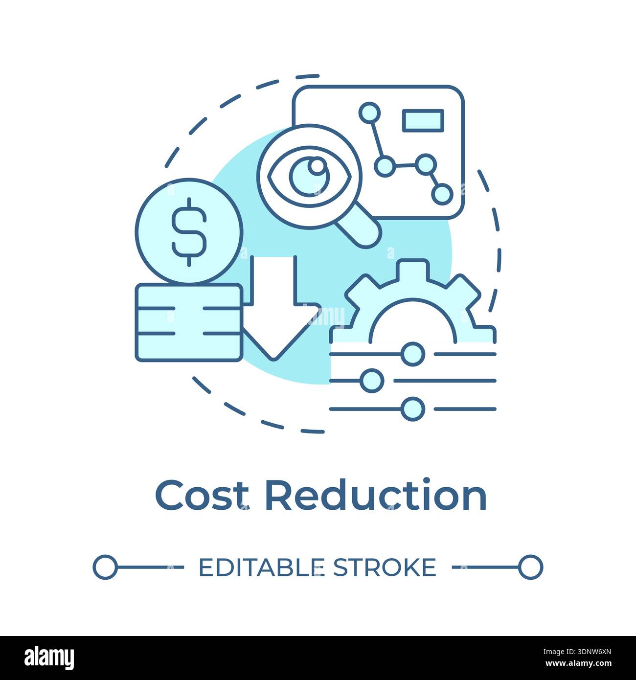 Cost reduction soft blue concept icon Stock Vector
