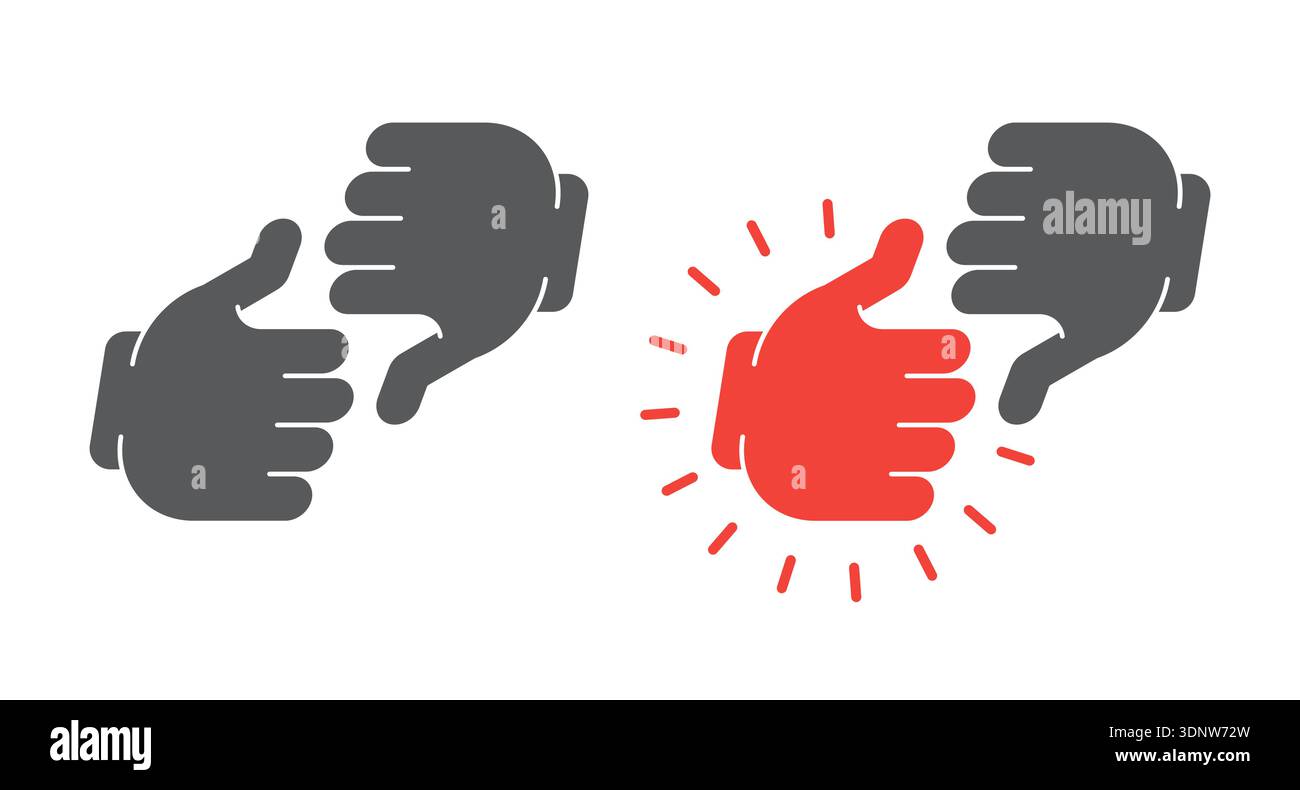 Thumbs up and down rating isometric social media UI button set Stock Vector
