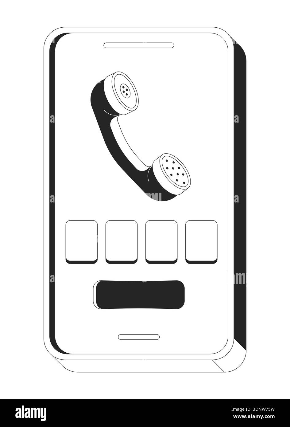 Phone code verification screen 2D line object Stock Vector