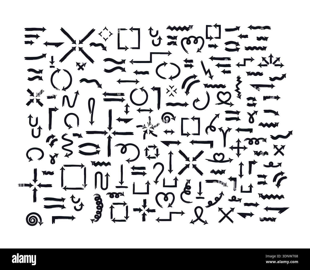 Versatile bold thick stroke arrow set Stock Vector
