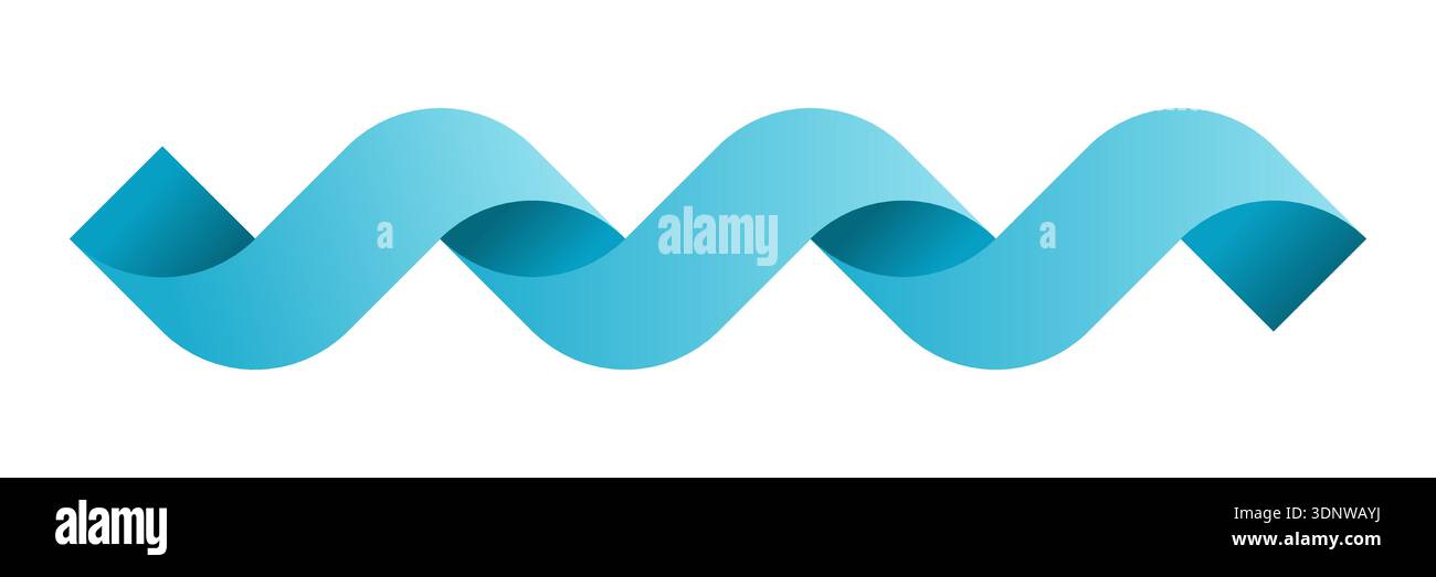 Dna Ribbon Line Blue DNA helix wave ribbon. Symbol of genetics, biotechnology ...