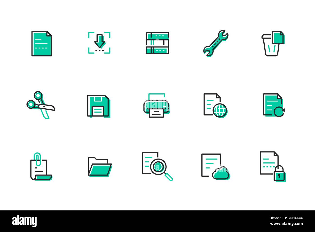 Documents and files - set of line design style icons Stock Vector