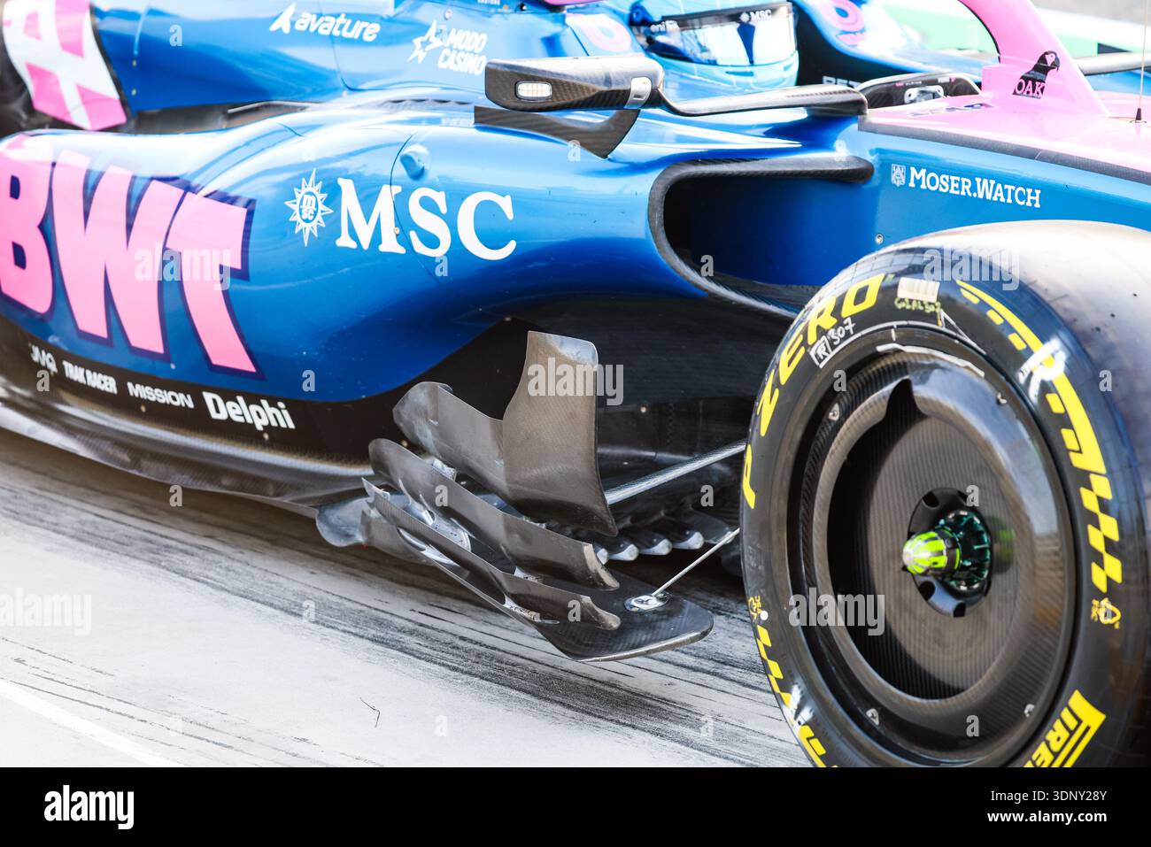 Alpine F1 Team A526, mechanical detail of engine cover sidepods during ...