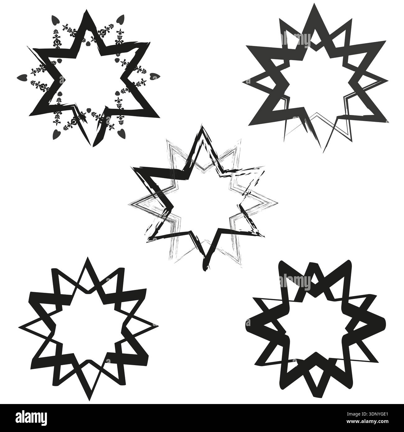 Spiky layered star. Complex pointed design. Intricate star form. Vector graphic Stock Vector