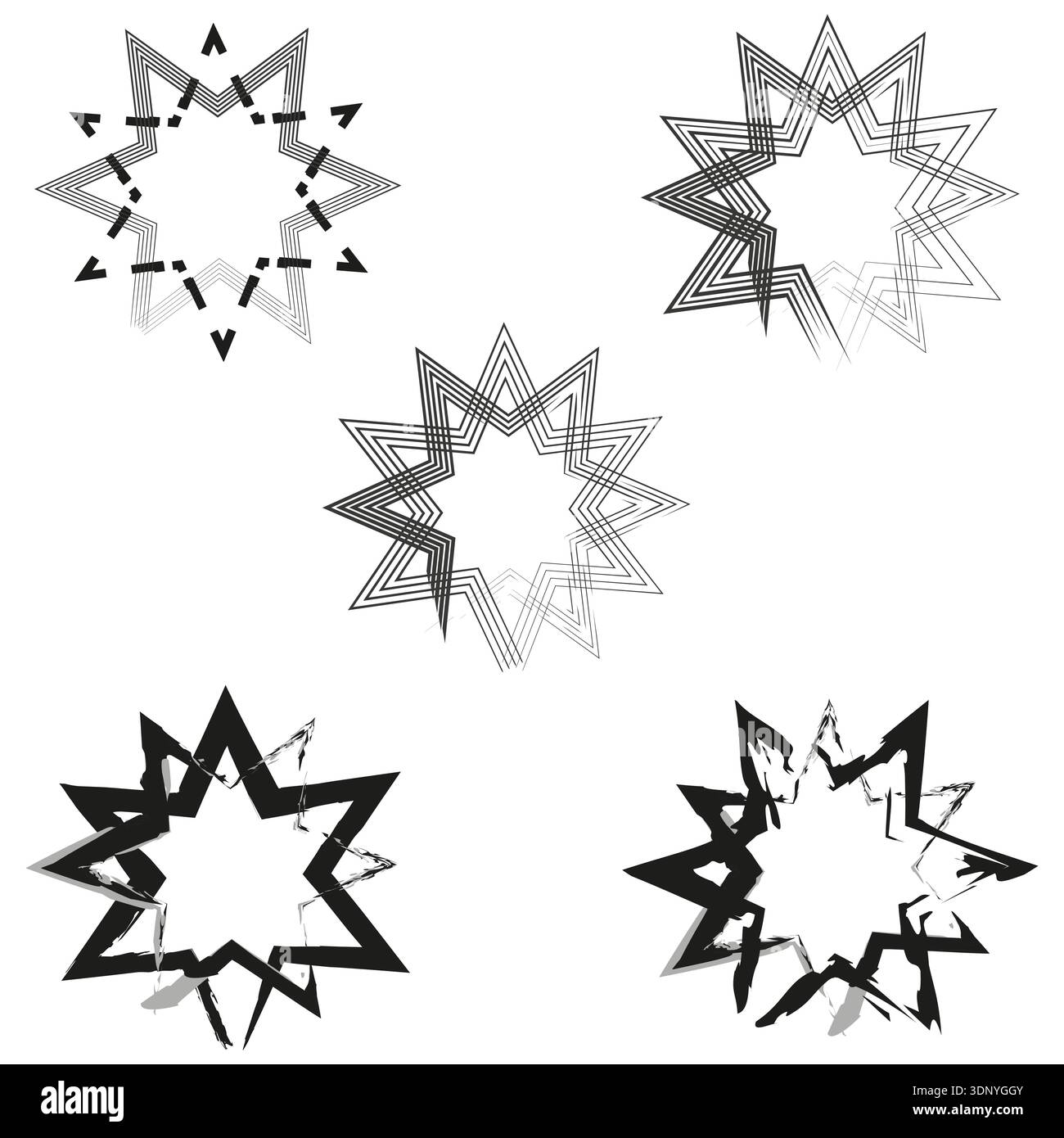 Jagged star icon. Black sharp spikes. Aggressive burst shape. Vector illustration Stock Vector