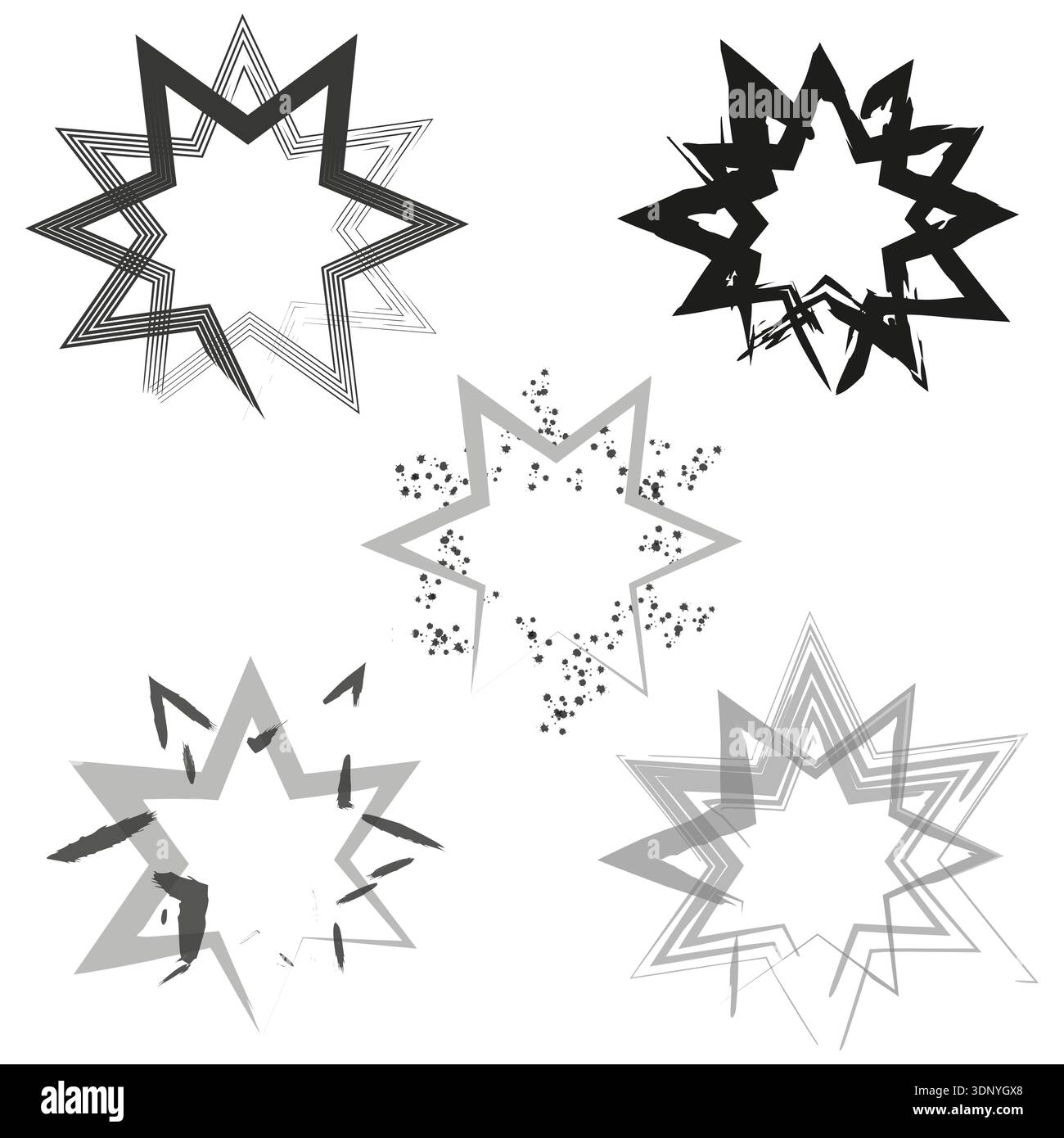 Starburst explosion shape. Ink splash star. Vector impact outline. Grunge comic frame Stock Vector
