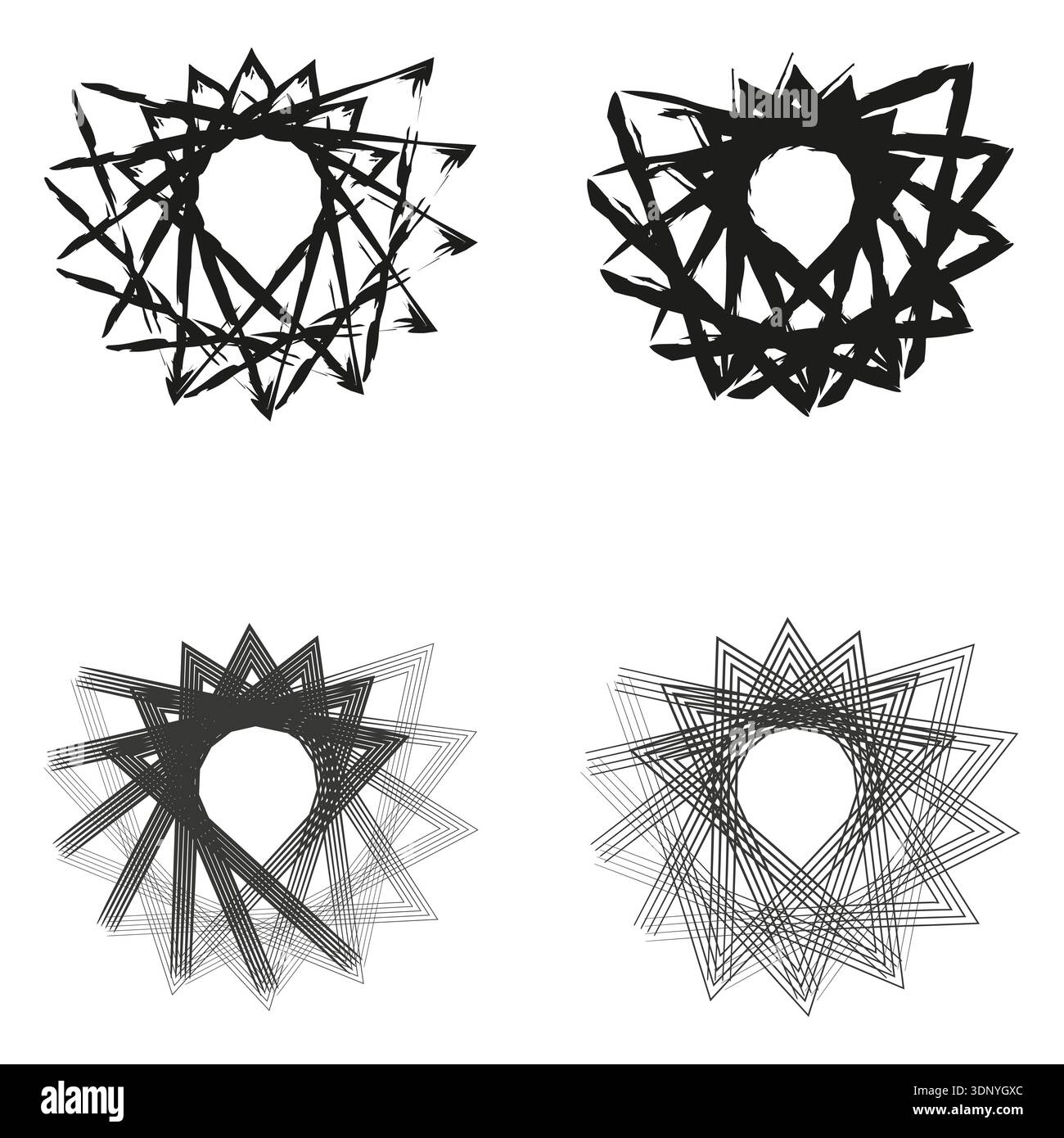 Abstract triangle circle. Rough circular form. Spiky ring vector. Geometric black symbol Stock Vector