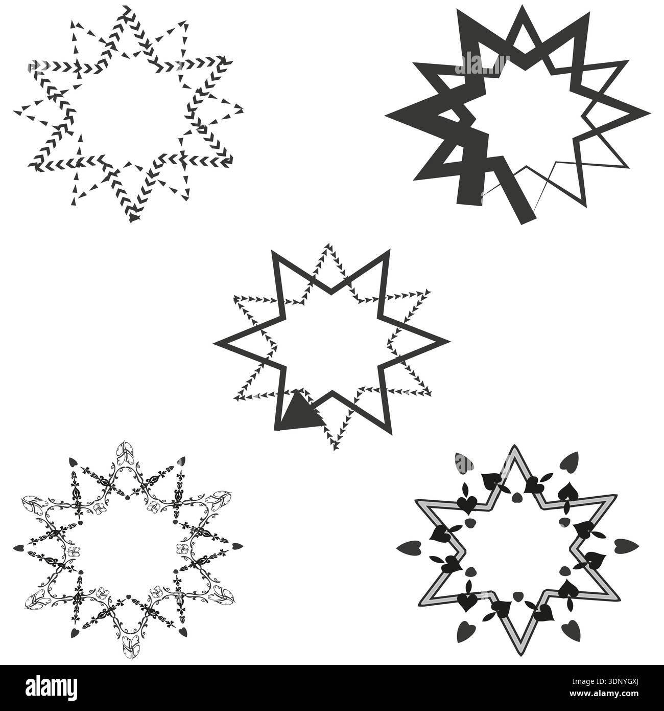 Spiky star emblem. Angular points design. Bold star shape. Vector illustration Stock Vector